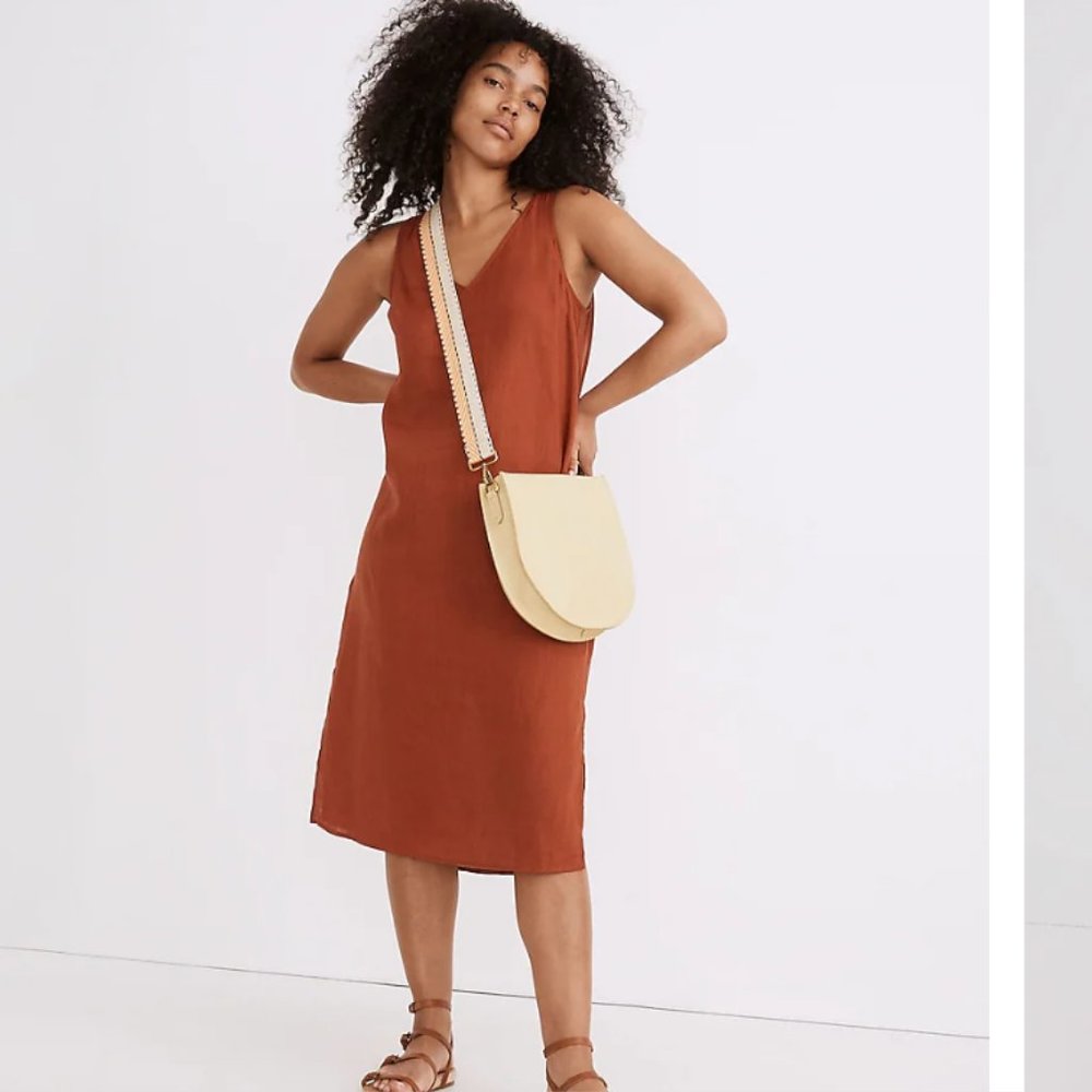Madewell Linen-Blend V-Neck Tank Dress - Medium
